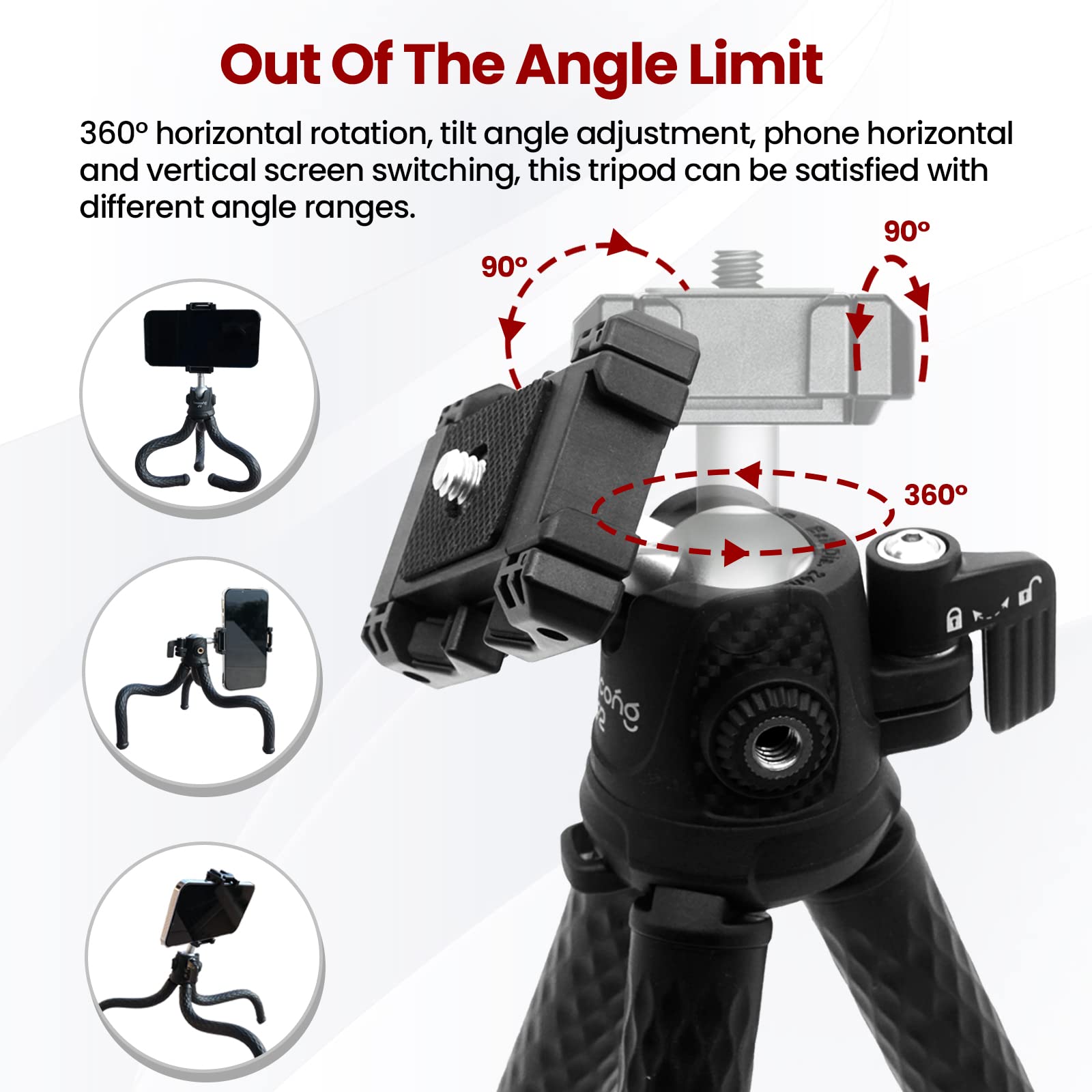 Phone Tripod, Goocong Flexible Tripod For Cell Phone With Cell Phone Mount Portable Camera Tripods For Iphone, Samsung Smartphon